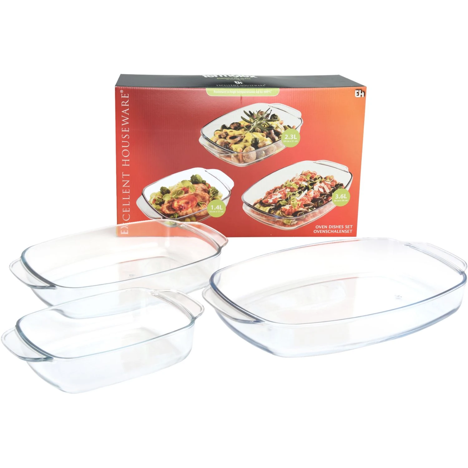 Excellent Housware Termolex Ovenschalenset 3-delig Glas 1 Excellent Housware Termolex Ovenschalenset 3-delig Glas