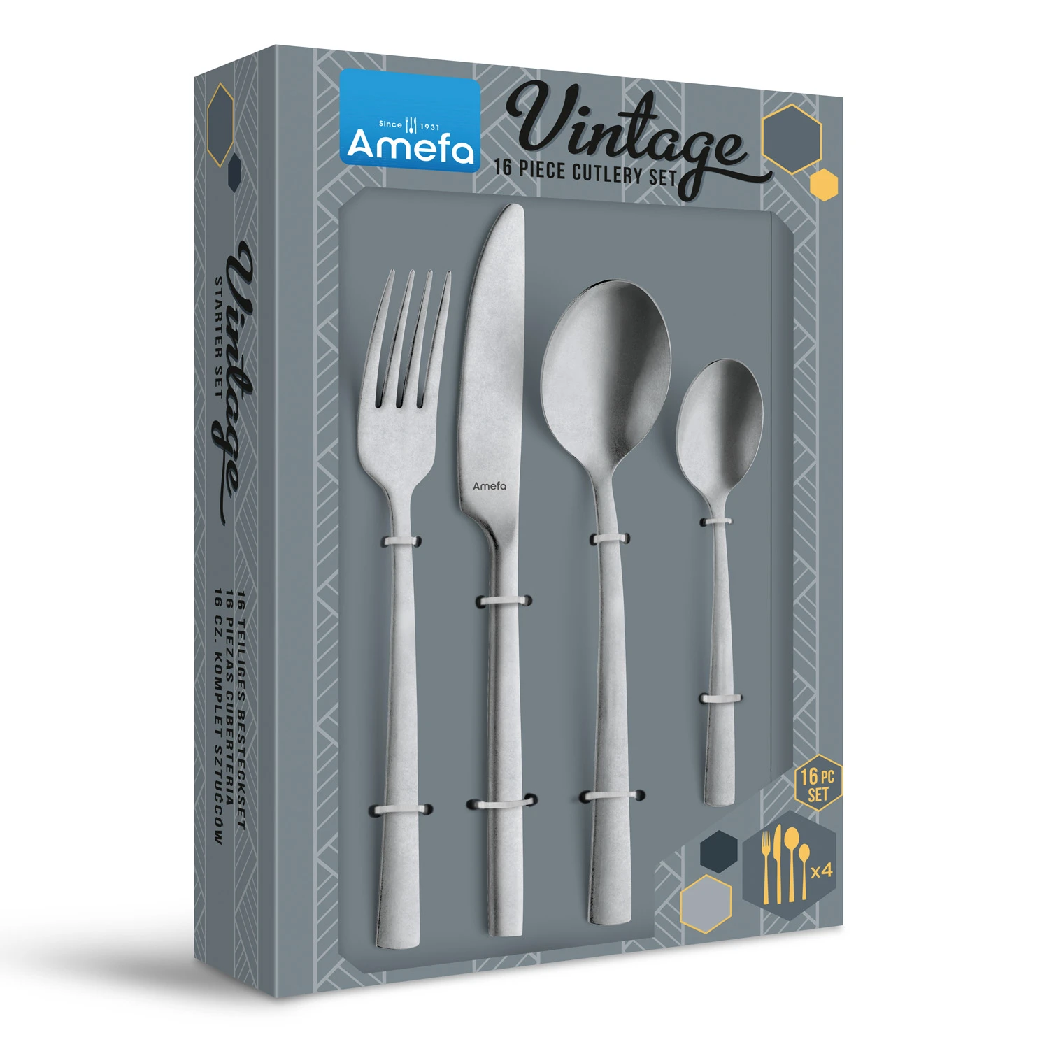 Amefa Bestekset Vintage Stonewash 16 Delig 1 Amefa Bestekset Vintage Stonewash 16 Delig