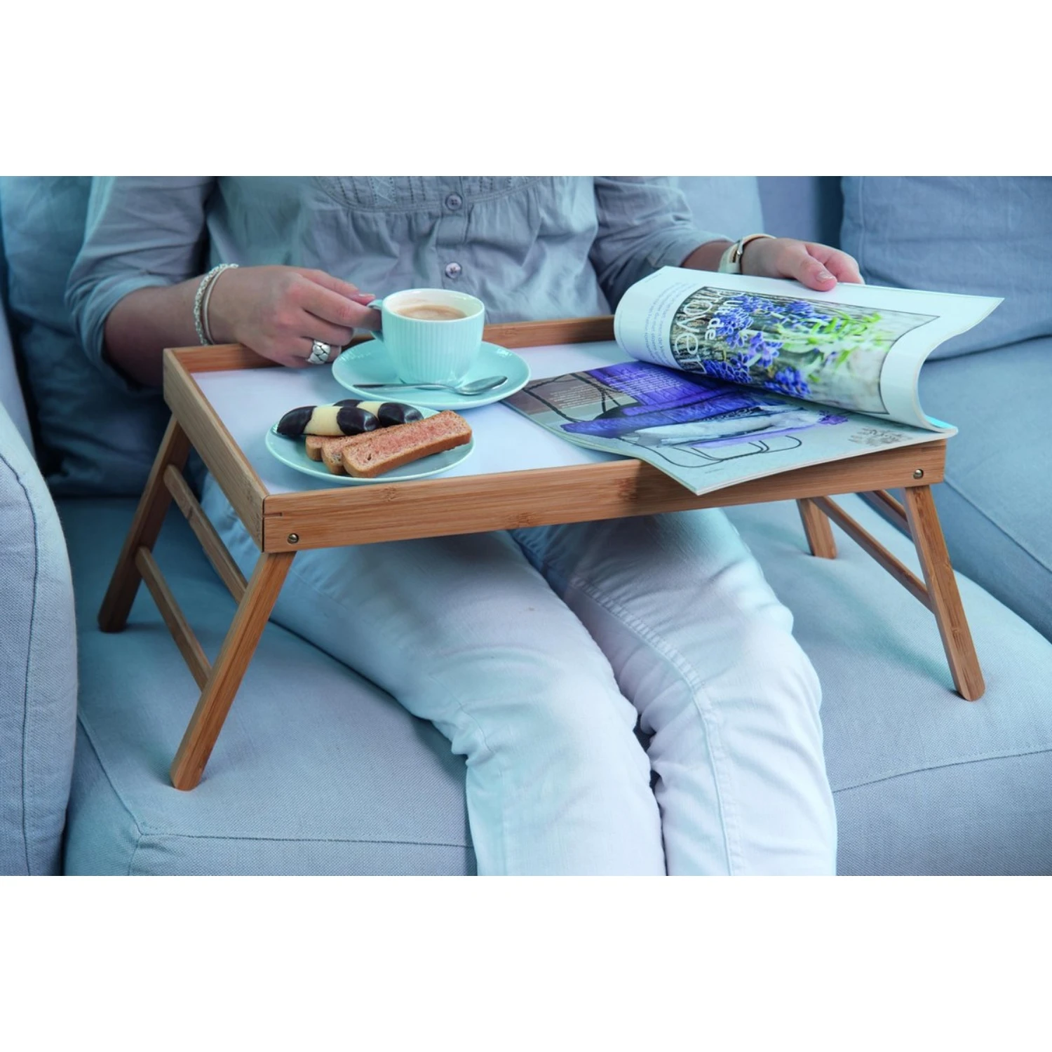 Dienblad Bamboe Inklapbaar 2 Dienblad Bamboe Inklapbaar - Afbeelding 2